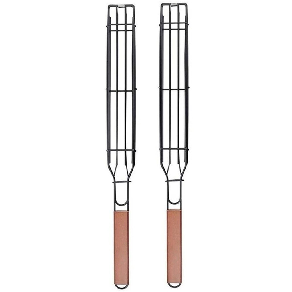 Bbq Grillen Mand Set Van 4 Heavy Duty Rvs Kebab Bbq Grill Doos Tool Met 4 Stuks Spies Voor barbecue Щипцы Кухонные: B