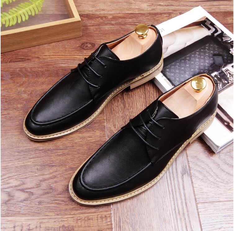 Jack Willden Mode Italiaanse Stijl mannen Jurk Lederen Schoenen Lace-Up Puntschoen Zaken Wedding Formele Flats EU maat 38-43: Black / 9