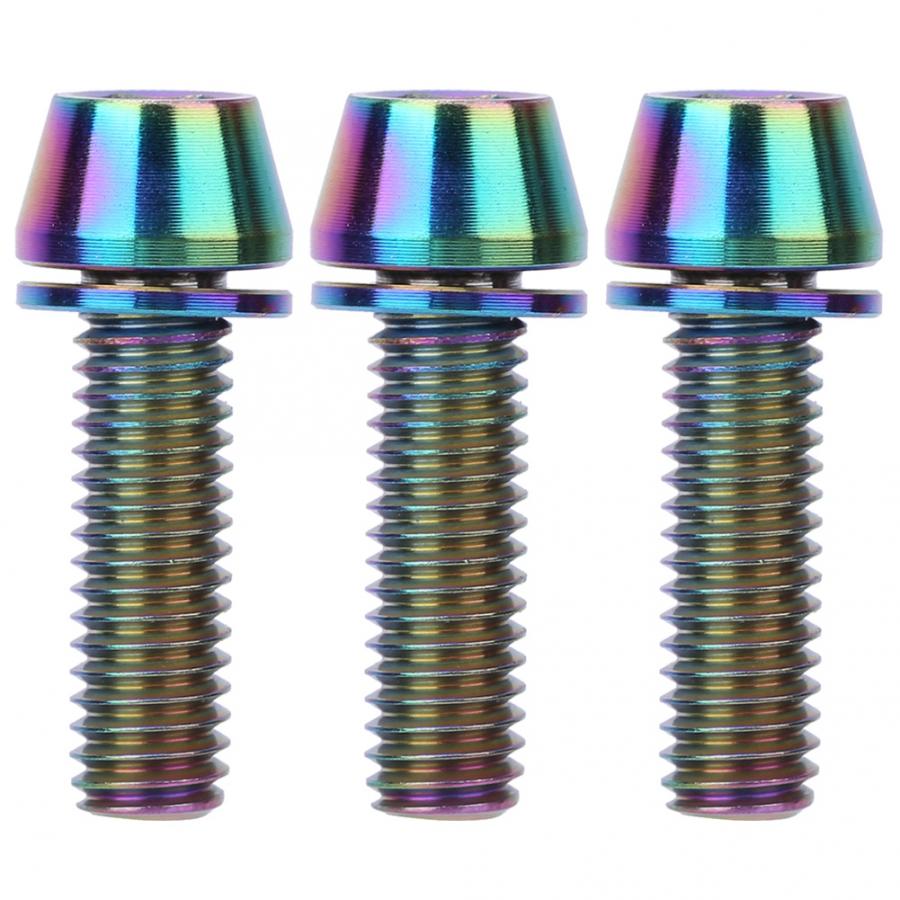 Pack de 3 tornillos para eje de bicicleta, de aleación de titanio, para manillar y sillín de bicicleta, Freno de disco de ciclismo: Colorful M6x20mm
