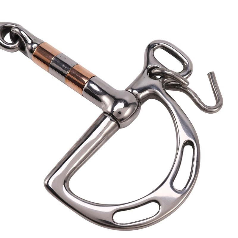 Horse Mouth Bit Stainless Steel Horse Bit Kimberwicke Bit Solid Jointed Mouth With Hook and Binocular Chain Horse Equipment