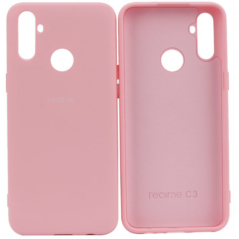 Original Realme C3 Flüssigkeit Silikon Telefon Fall Realme C3 Kamera Schutz Für Realme C3 Glatte Touch Fall: Pink