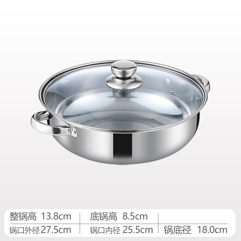 Stainless Steel Steamer Gas Induction Cooker Soup Steamboat Pot 1/2 Toer Steamer Transparent Glass Lid Kitchen Cookware: Layer Soup Pot