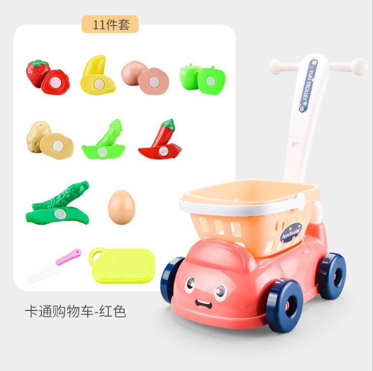 Caddie de supermarché, chariot de supermarché, voiture, Simulation de fruits coupés, légumes, Mini nourriture, maison de jeu pour enfants