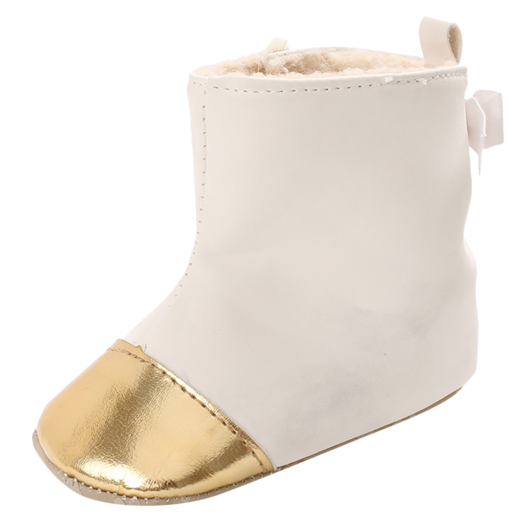 Baby Baumwolle Baby Weichen Boden Kleinkind Schuhe Baby Stiefel Kleinkind Neugeborene Mädchen Jungen draussen Schuhe Erste Wanderer Schuhe Booties: weiß / 4,5