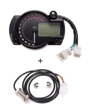 Einstellbare 7 Farben LCD Digital Universal- Tacho Motorrad Kilometerzähler Meter MAX 299 KM/H Motorrad Moto Armaturenbrett Zubehör: mit Sensor