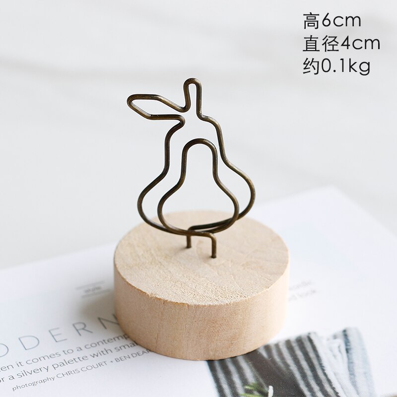 Nordic simple modern wooden note holder home decorations Figurines message photo card holder WJ021935: A