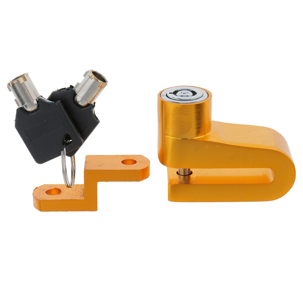 Motorcycle Disc Brake Security Lock Anti-Theft With Keys Gold