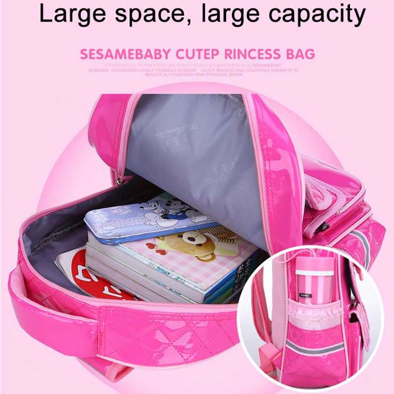 Leuke Rugzak Schooltas Voor Meisjes Pu Waterdichte Schooltassen Voor Meisjes 1-3-6 Grade Orthopedische Schooltas voor Meisjes