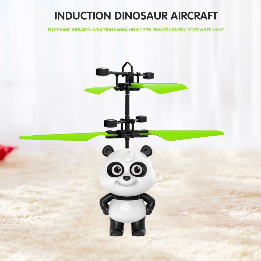 Electronic Infrared Induction Panda Helicopter Remote Control Toys with LED Light Model Parent-child Interaction Toy