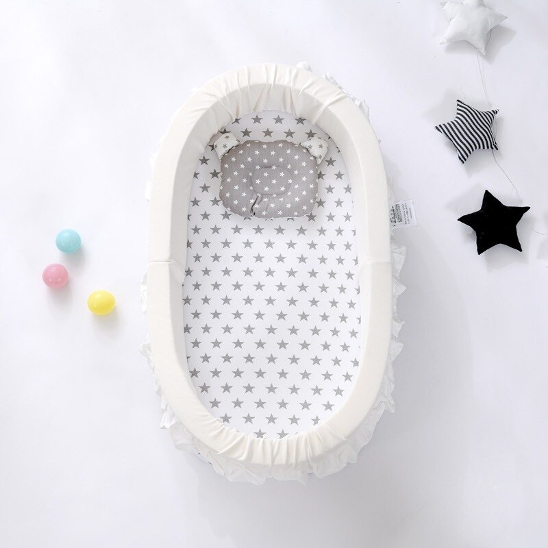 Flytbar nyfødt seng babyseng multifunktion babynest seng til drenge piger bærbar baby rejseseng spædbarns bomulds vugge tremmeseng: 4