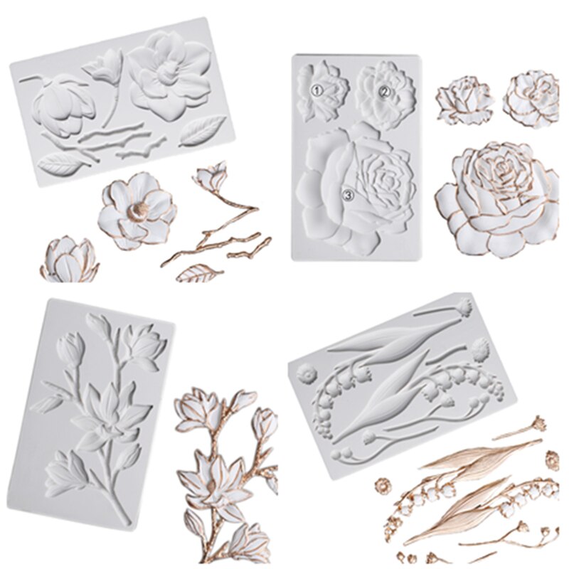 Camélia peônia rosa magnólia flor de cerejeira molde de silicone fondant bolo ferramenta de decoração sugarcraft ferramenta de cozimento de chocolate para bolo