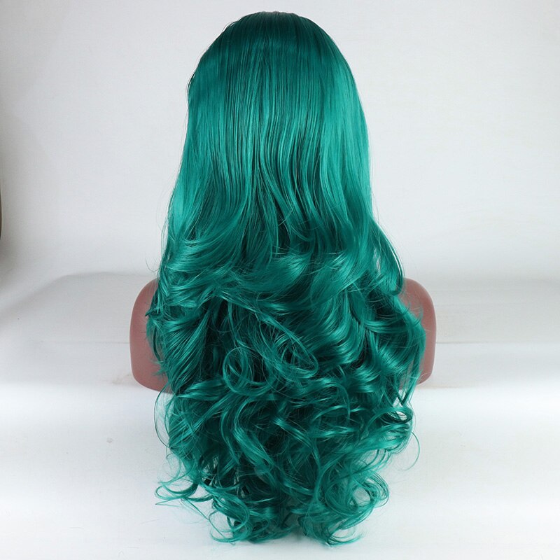 Fantasía belleza mujeres lazo verde oscuro frente peluca Pelo Largo sintético ondulado frontal pelucas de encaje Cosplayer peluca