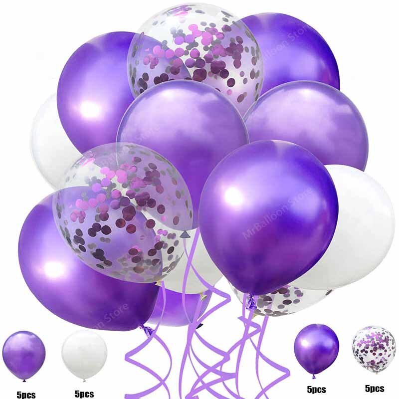 Sølv og hvide balloner konfetti balloner fødselsdagsfest dekorationer voksen latex ballon romantisk hvid bryllup tema luftkugle: Stil 6