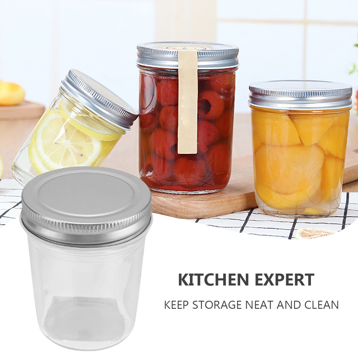 Tarros de vidrio para cocina, contenedor sellado para almacenamiento de miel, tarros de almacenamiento de Caviar, botellas de vidrio con tapa para alimentos, 6 uds.