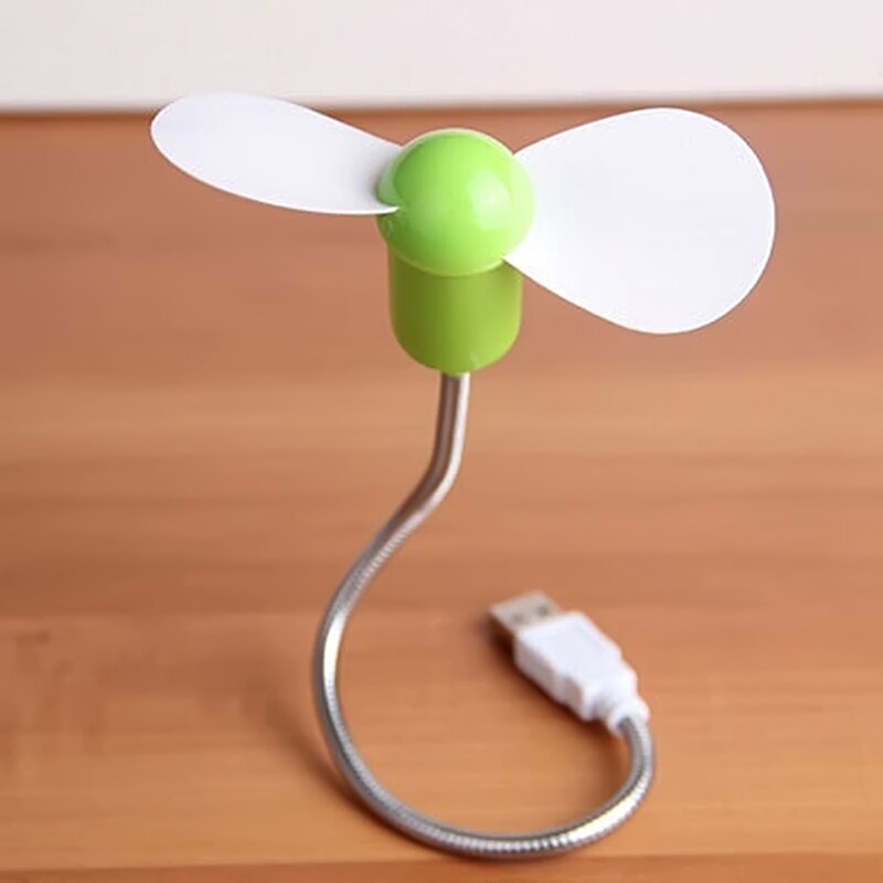 1pc Flexible Mini USB Cooling Fan Cooler For Laptop Desktop PC Portable Low Noise Flexible Goose Neck Cooler Fan: Light Green