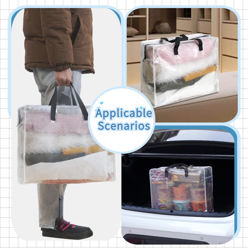 1pcs sacos móveis resistentes com alças reforçadas - alças mais fortes para fácil transporte e armazenamento de roupas - armazenamento transparente