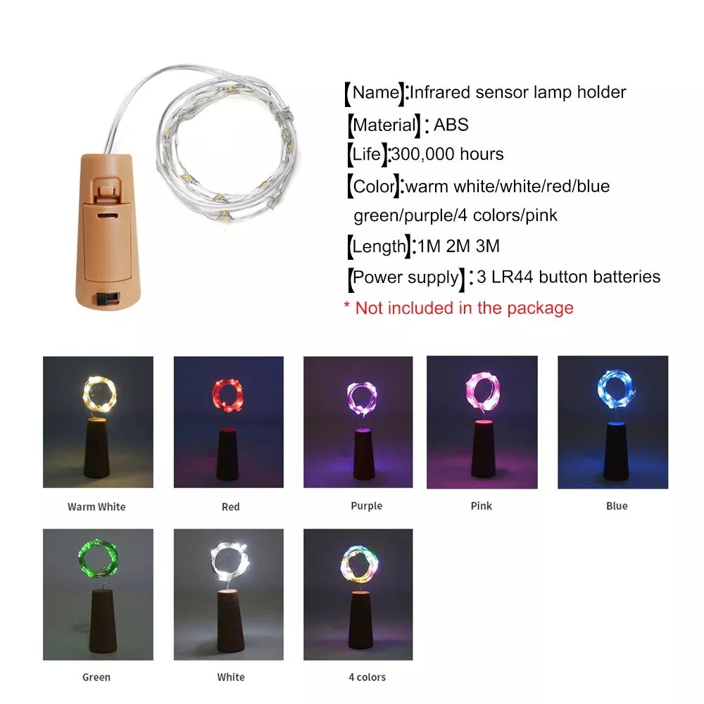 Bar LED wein flasche kork Schnur lichter dekoration girlande wein flasche Gebühr lichter Weihnachten kupfer draht Schnur lichter