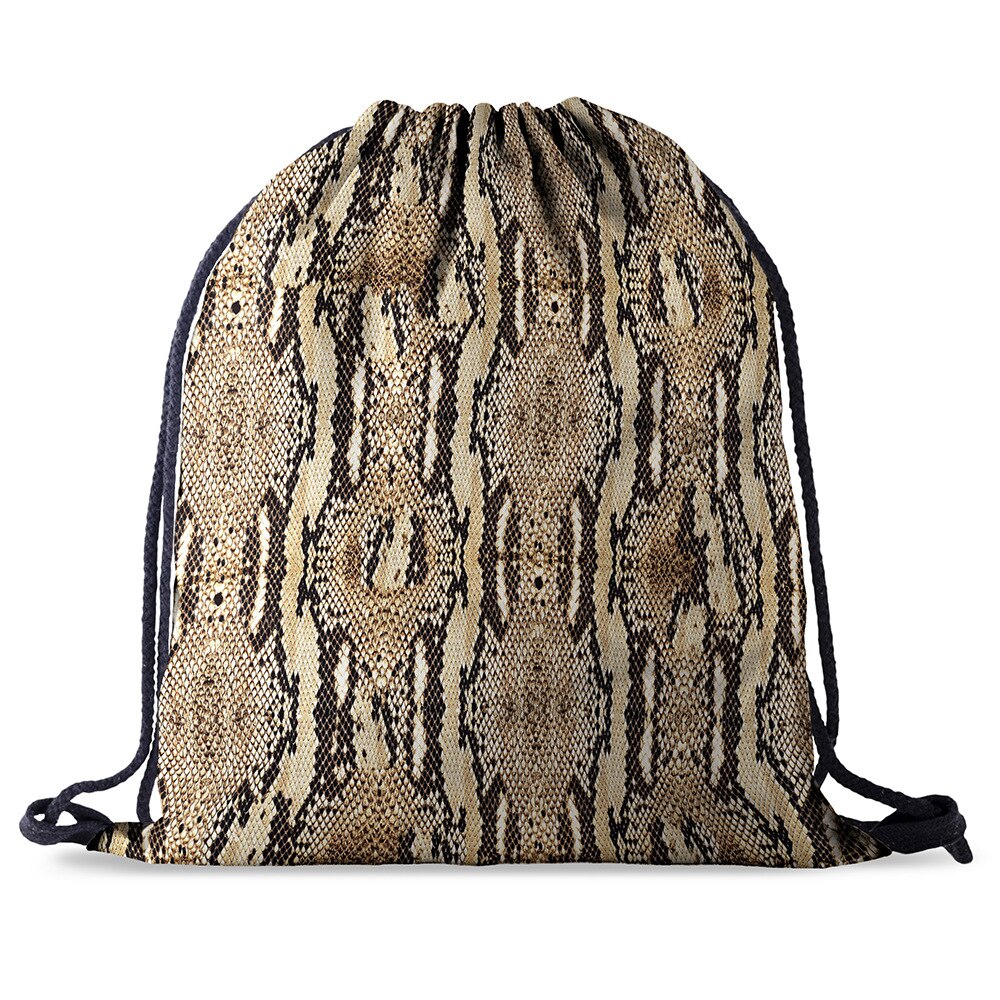 Bundel zak touw tas print slangenhuid patroon trekkoord rugzak dames heren dagelijks casual meisjes mochila knapzak vrouwelijk