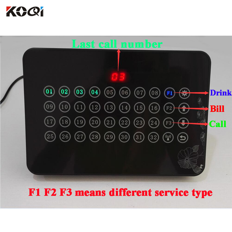 Black White Color 433.92mhz Wireless Display Host Receiver Touch Screen Show 32 Calling Number For Restaurant Equipment K-32A