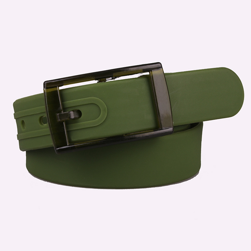 Ceinture en Silicone pour hommes et femmes, taille ajustable, boucle en plastique parfumée, couleurs bonbons, ceinture en caoutchouc, Style coréen: vert militaire
