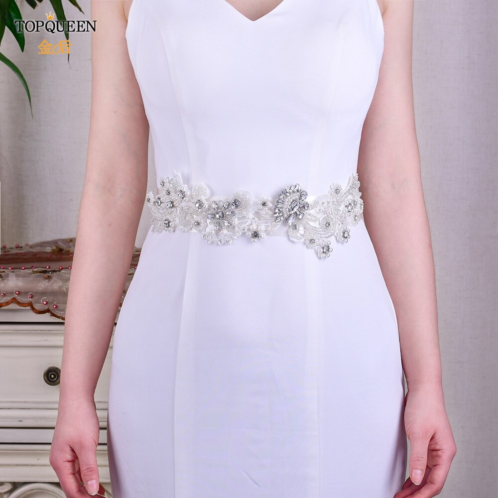 TOPQUEEN S157 Hochzeit Schärpe Braut Gürtel funkelnd Schärpe für Kleid Plus Größe Birne Band Schärpe Schwarz Band Strass Gürtel Schärpe gürtel