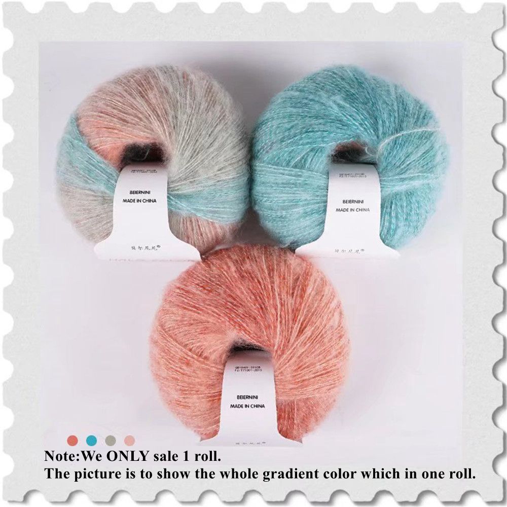 30g/Ball Gradient Mohair Wool Thread Rainbow Colorful Silk Pony Hair Superfine Shawl Scarf Thread DIY Hand Knitting Crochet Yarn: 7