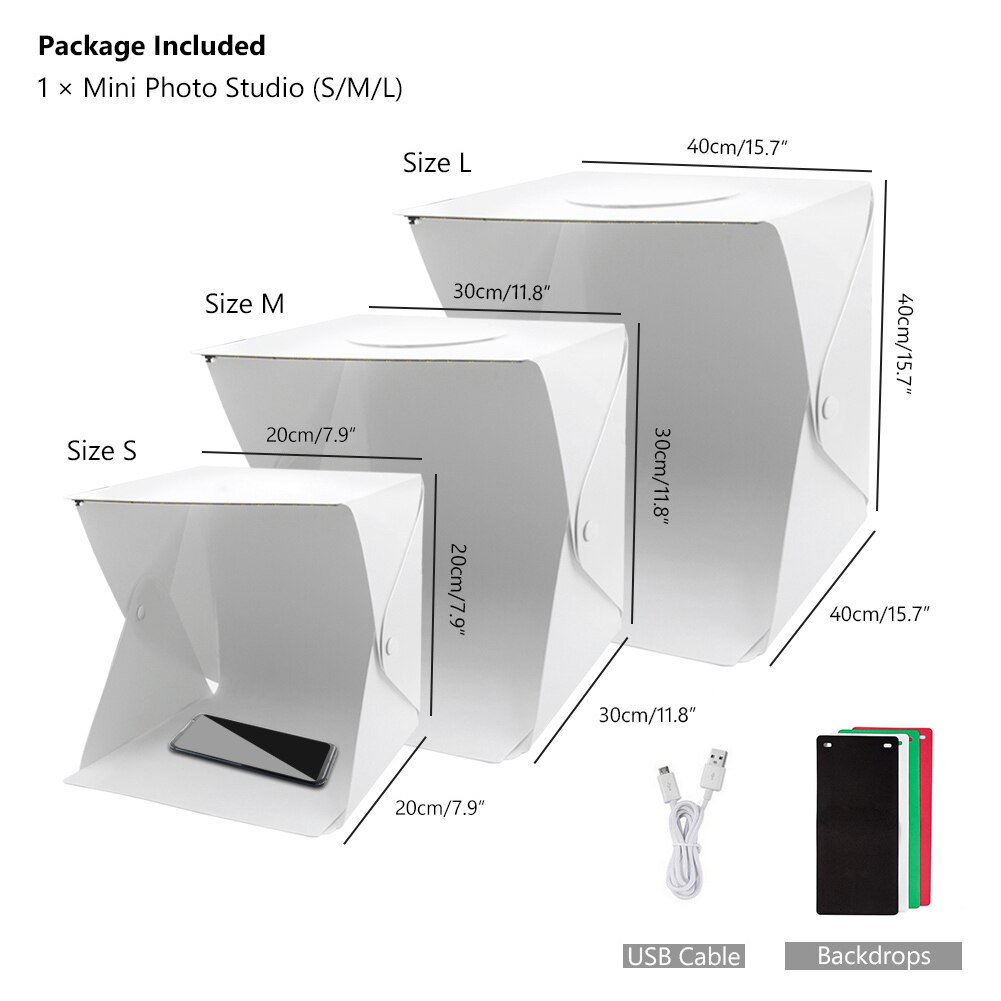 40 x 40 x 40cm led foldbar lysboks bærbar fotografering fotostudie softbox lysstyrke lysboks til dslr kamera bordoptagelse