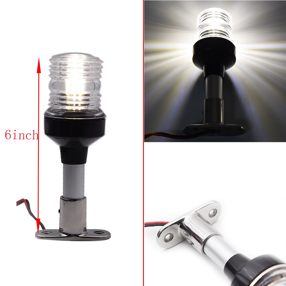 6 12 tommer fold ned led bådnavigationslys til yacht marine hækankerlys 12 ~ 24v sejlsignallys 4000 ~ 4500k ru skib: 6 tommer lys
