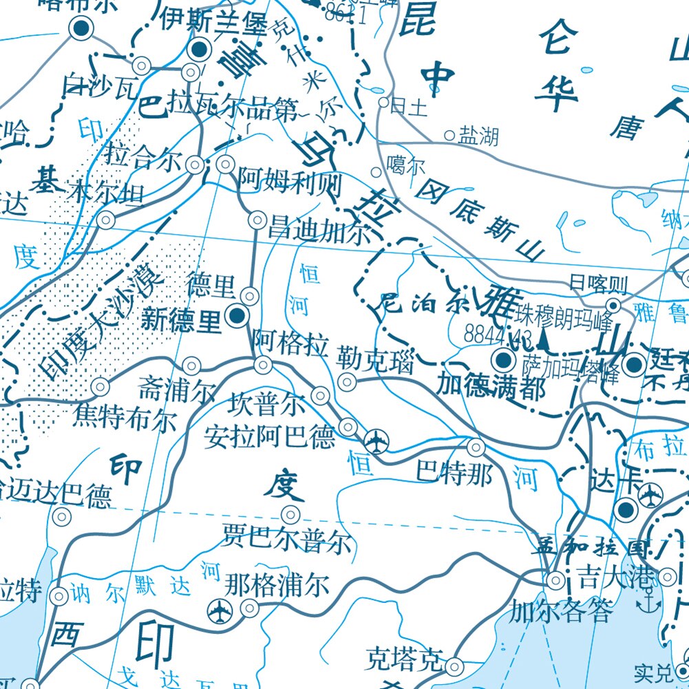 225*150cm The World Political Map In Chinese with Details Non-woven Canvas Painting Wall Art Poster Home Decor School Supplies