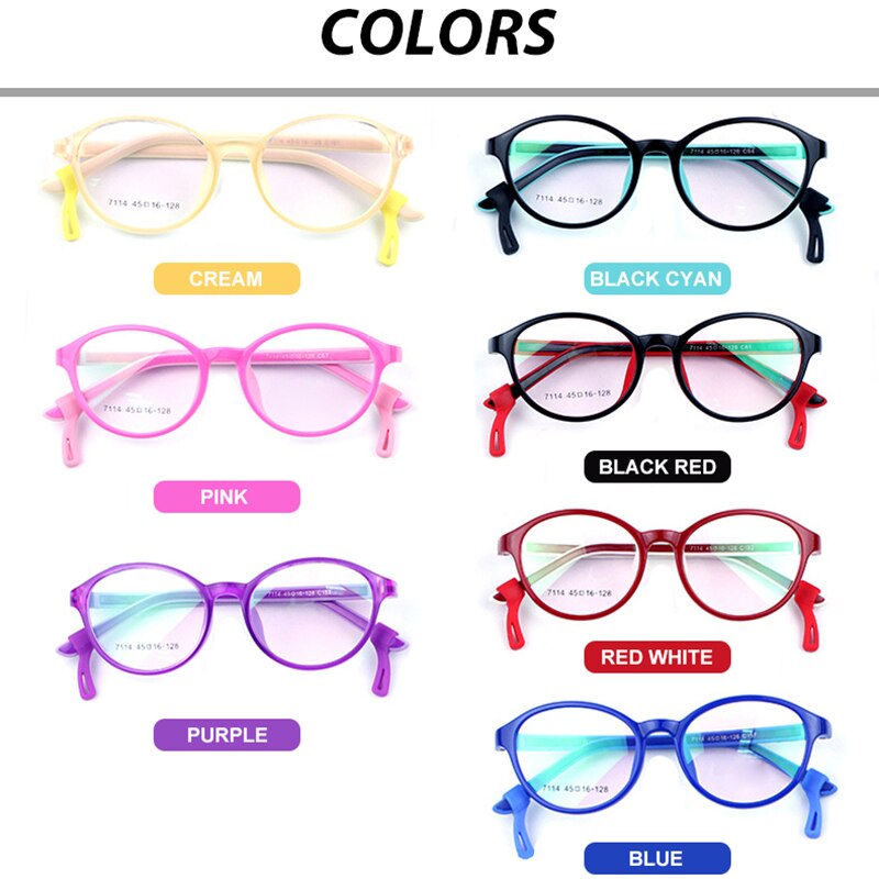 Eyeoomu børn anti blåt lys briller børn  tr90 silikone optisk stel dreng sports beskyttelses briller pige studie briller