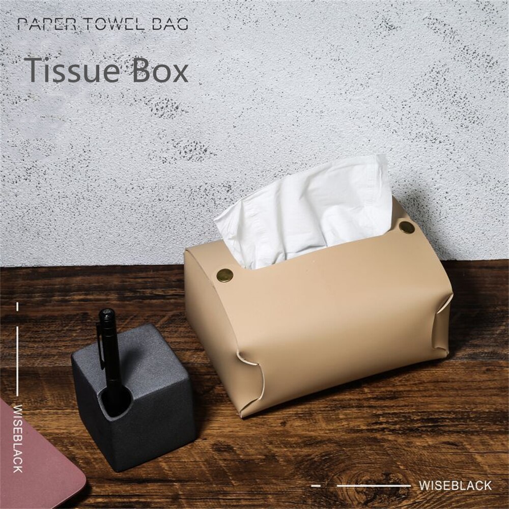 Licht Luxe Tissue Case Box Pu Leer Tissue Box Woonkamer Pompen Servet Papier Doos Eenvoudige Auto Papier Huishoudelijke Opslag tas