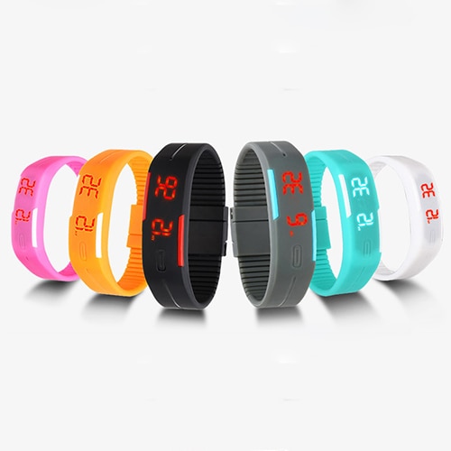 Hommes femmes montres Silicone rouge LED sport Bracelet tactile numérique montre-Bracelet électronique montres horloge directe