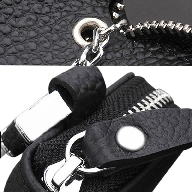 Pu lederen autosleutel portemonnees heren sleutelhouder huishoudster sleutels organizer dames sleutelhanger hoes rits sleutel etui tas portemonnee