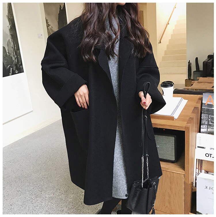 Autumn and Winter Maternity Coats Oversize Pregnancy Cardigan Maternity Coat Pregnant Jacket Tibetan Coats Plus size Slim loose: Black / XL-70-82kg