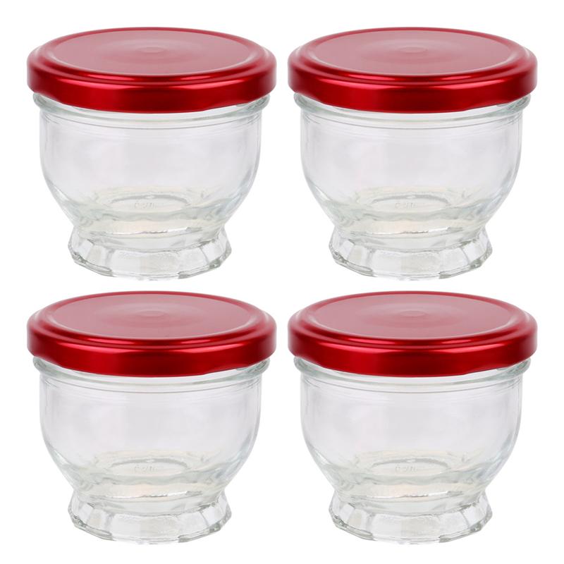 4 sztuk pudding szklana butelka żaroodporne pojemniki deserowe miód puchar Cubilose słoiki dla domu sklep (100/75ml czerwony)