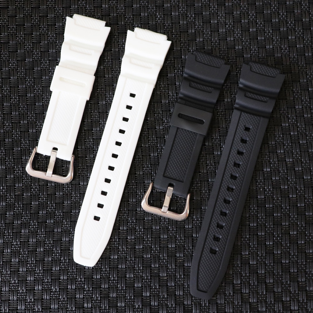 Byt ut 18mm klockarmband för casio ae -1000w aq -s810w w -s200h svart silikagel med verktygsband