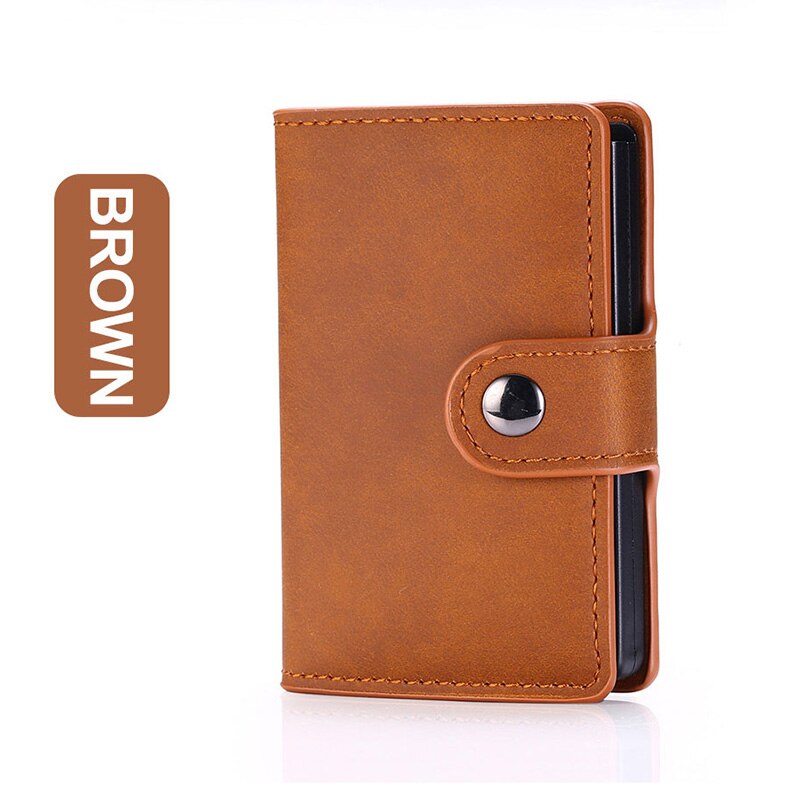 DIENQI Rfid Carbon Fiber Leather Men Wallets Card Holder Slim Thin Mini Smart Wallet Black Male Wallets Small Walet: Brown