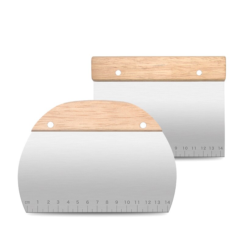 Raspador de plancha Chopper, ideal como cortador de masa para masa de pan y Pizza, multiusos, mango de madera, 2 piezas