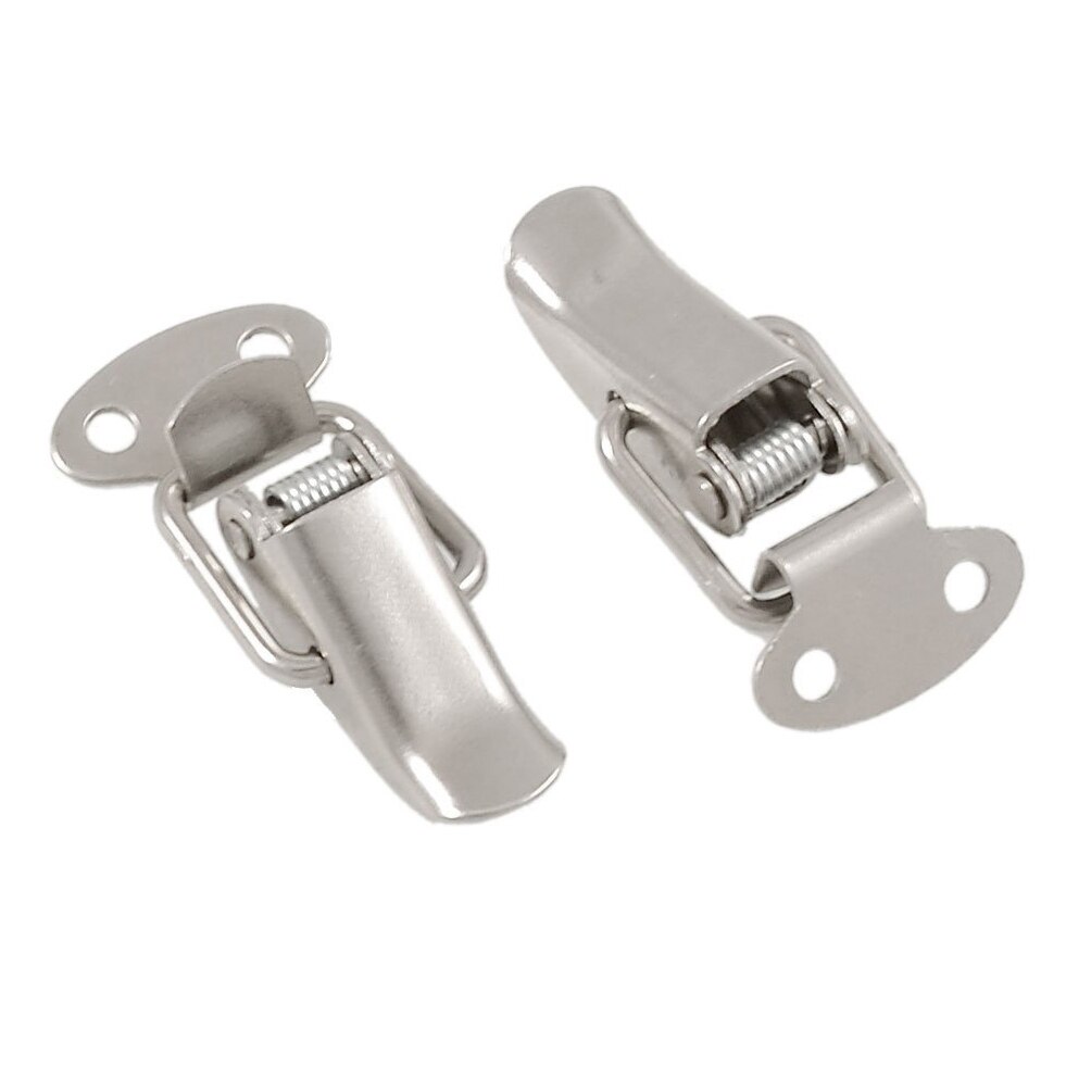 1.6" Long Silver Tone Metal Pull Down Loop Draw Latch 2 Pcs