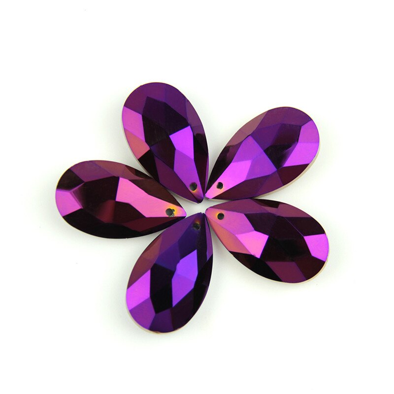 Coating Purple Color 10 Pieces 38mm Crystal Teardrop Prism Feng Shui Glass Parts Hanging Pendant Lighting Accessories