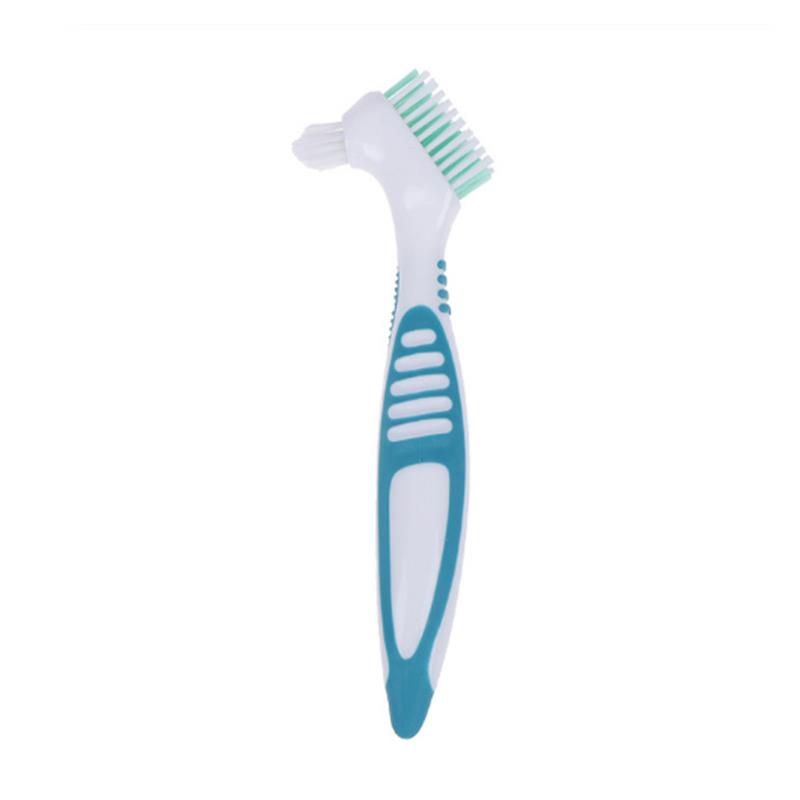 Escova De Limpeza De Dentadura com Punho Antiderrapante Escova De Dentes Antibacteriana, Cerdas Multi-Camada, Escova De Dentes Falsos, Ferramenta De Cuidados Orais, 2 Lados: Verde