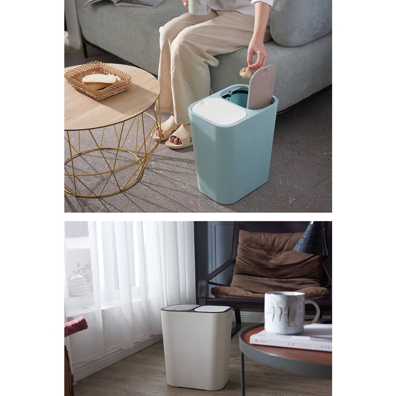 Household Dry and Wet Sorting Trash Can Home Bucket Garbage Bin Hotel Living Room Office Wastebasket Cans Recycling Bin