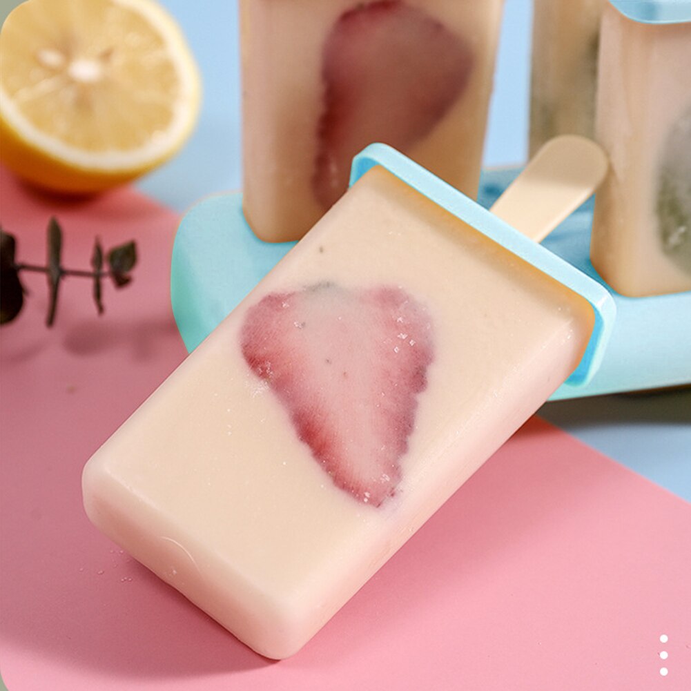 9 Cell Silicone Ice Cream Mould Diy Mold Ice Cube Tray Popsicle Barrel Dessert Ice Cream Mold With Popsicle Stick