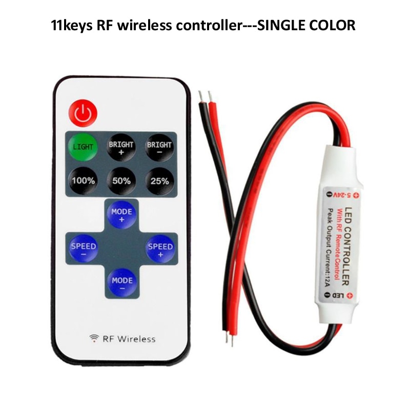 11keys RF wireless controller enkele kleur dimbare DC12V led strip enkele kleur afstandsbediening