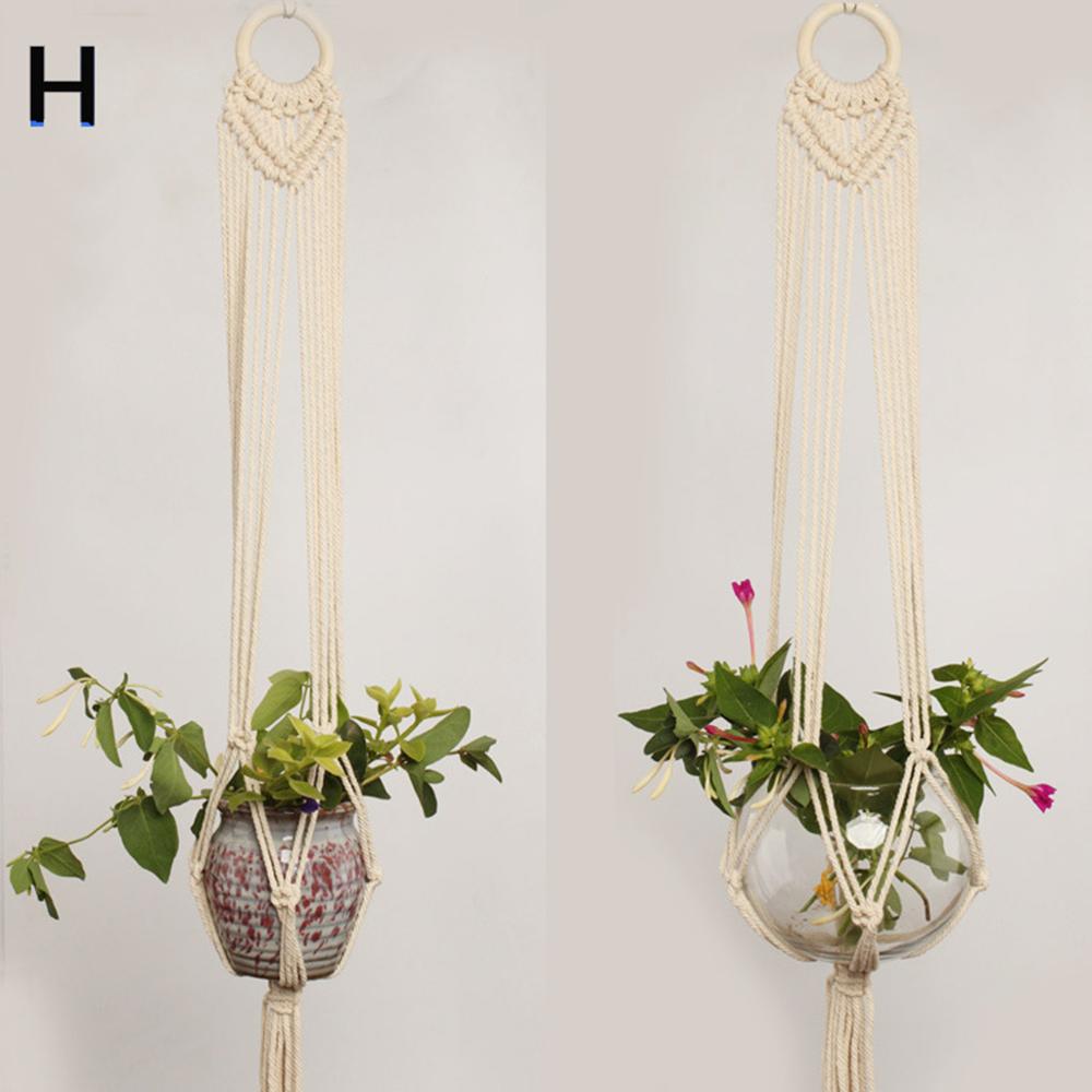 Macrame Plant Hanger Opknoping Bloempot Hanger Plant Houders Gevlochten Touw Opknoping Planter Mand Voor Thuis Indoor Outdoor Decor: H Type