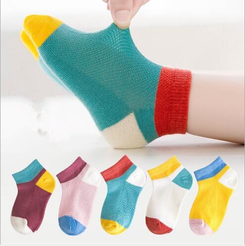 frühling und sommer neue 1-12 jahr Gittergewebe farbe Block farbe passenden Stiefel socken Socken5 paare/los