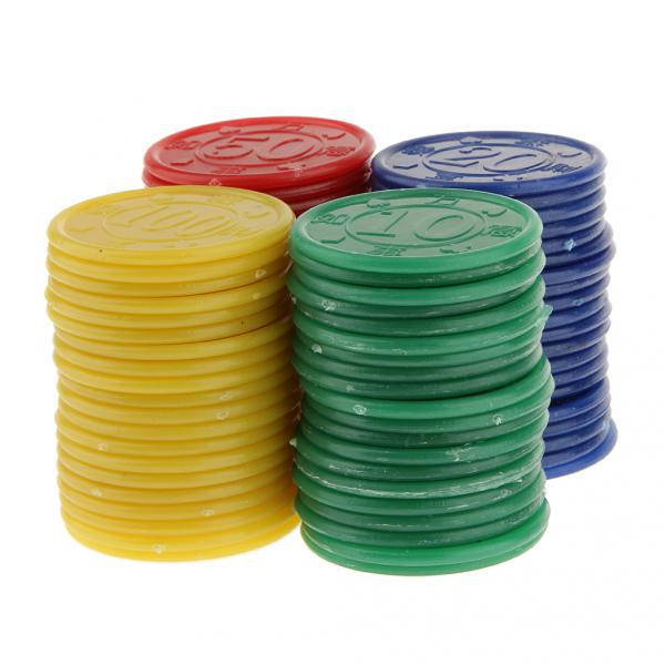 80 Plastic Poker Chips-Rood Groen Blauw Geel