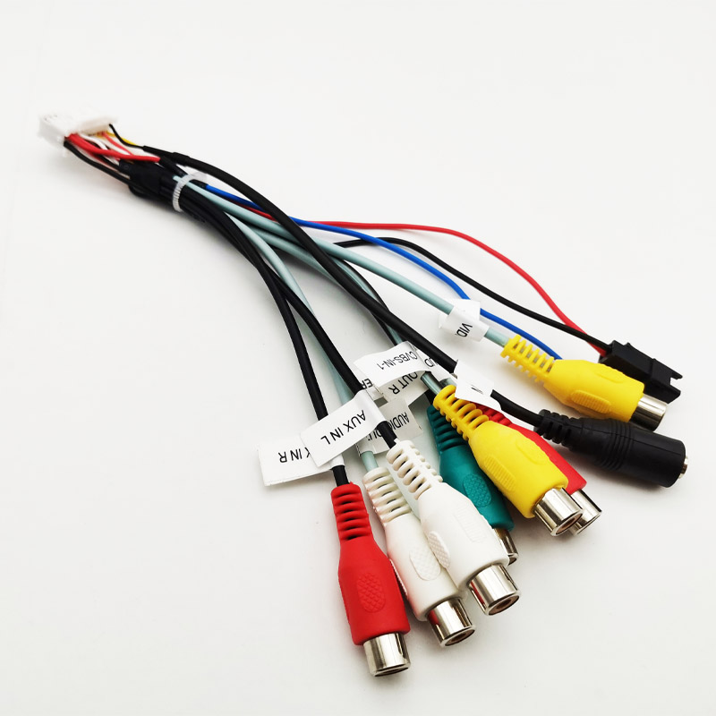 Câble audio RCA 20 broches, avec sortie caisson de basses, vidéo CVBS, entrée Aux, contrôle d'ampli, connecteur de ventilateur, prise micro, pour Android de voiture 16 broches: WHITE