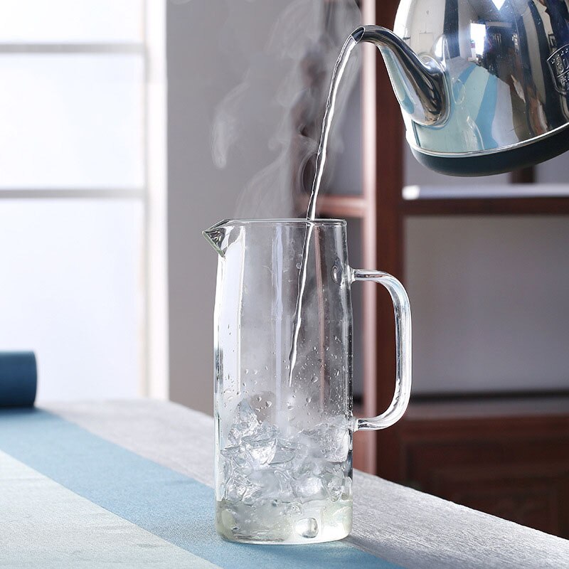 Jarra de vidrio de 1500ml con tapa de madera de bambú, jarra de agua de vidrio, utensilios para el hogar, cocina, comedor y Bar
