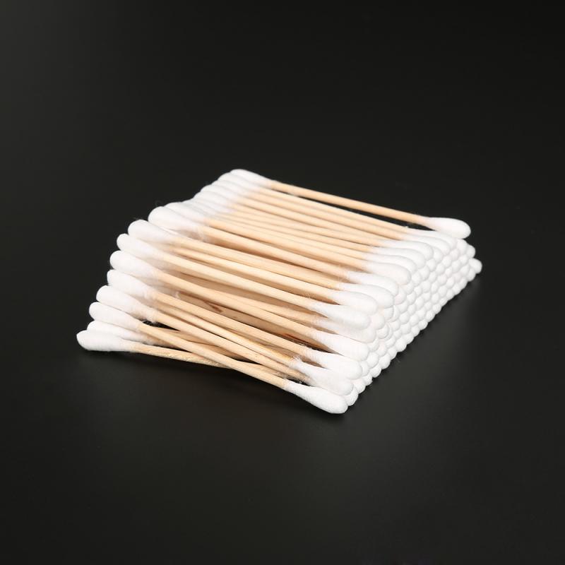 Unids/bolsa de bastoncillos de algodón de maquillaje desechables de doble cabeza, hisopo higiénico para el cuidado de la salud, bastoncillos de algodón suave para la oreja y la nariz, hisopos de maquillaje 100